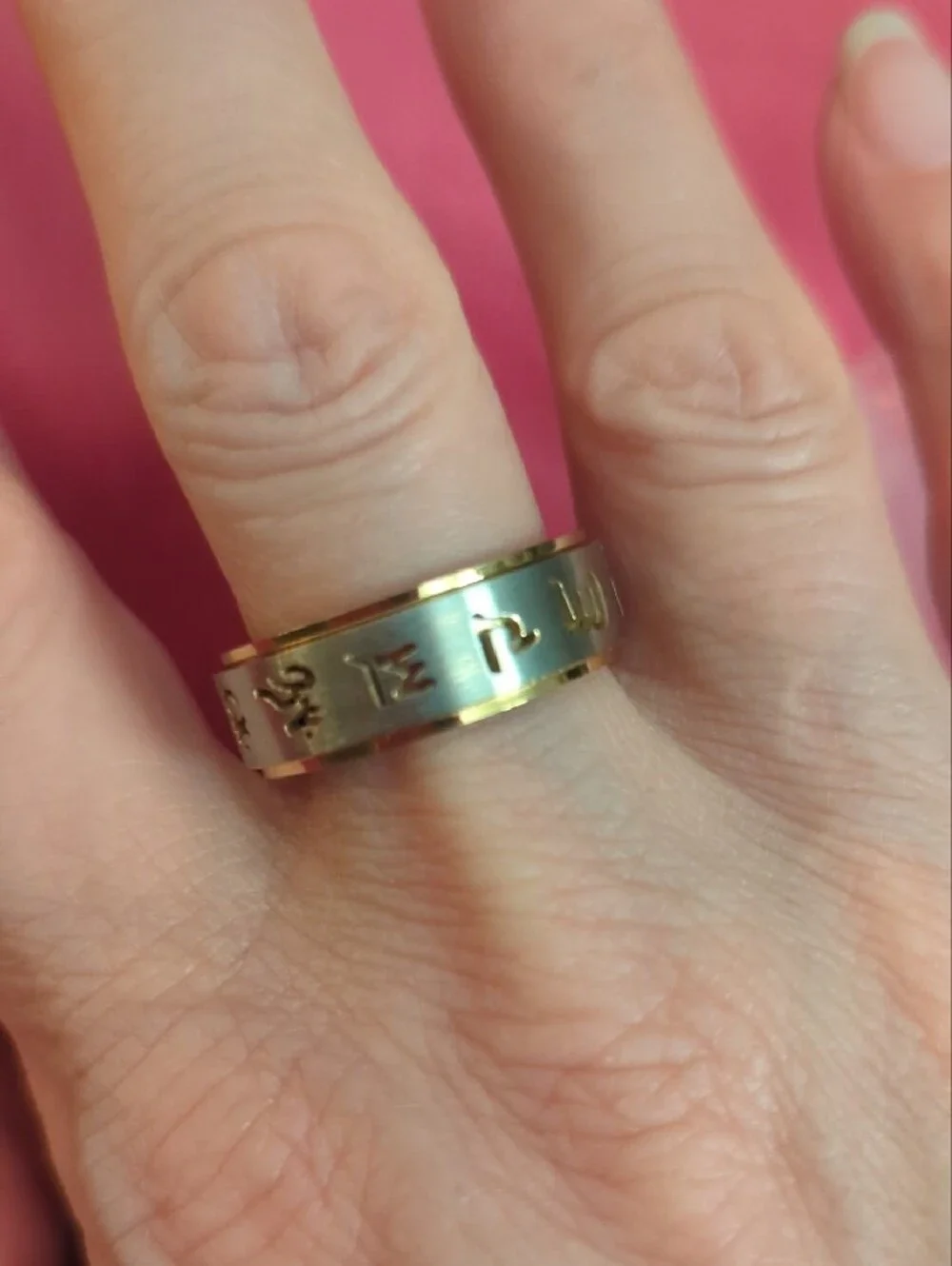 Two-Tone Gold & Silver Men's Script Band Ring